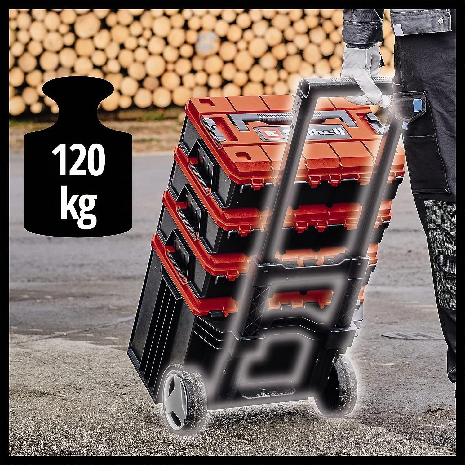 einhell-e-case-l-mallette-roulettes-120-kg-empilable image 4