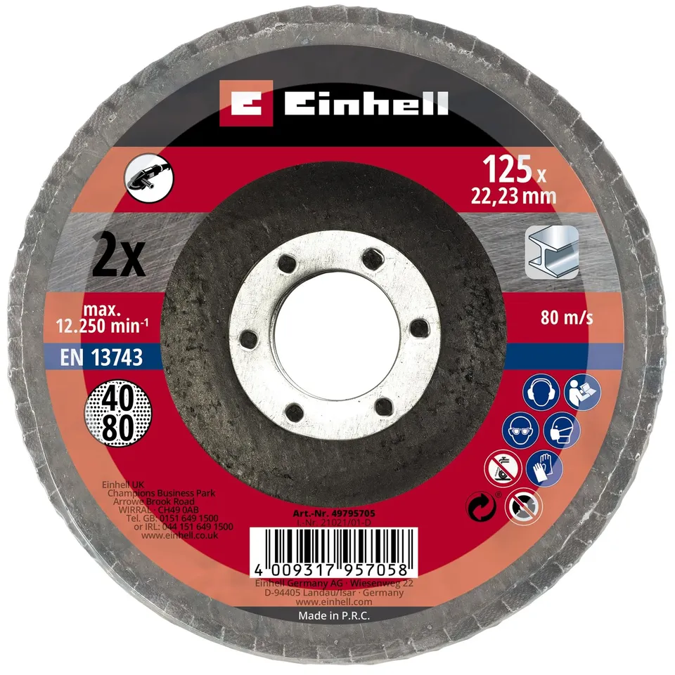 kwb-by-einhell-kit-2-disques-lamelles-125-mm-p40-p80 image 1