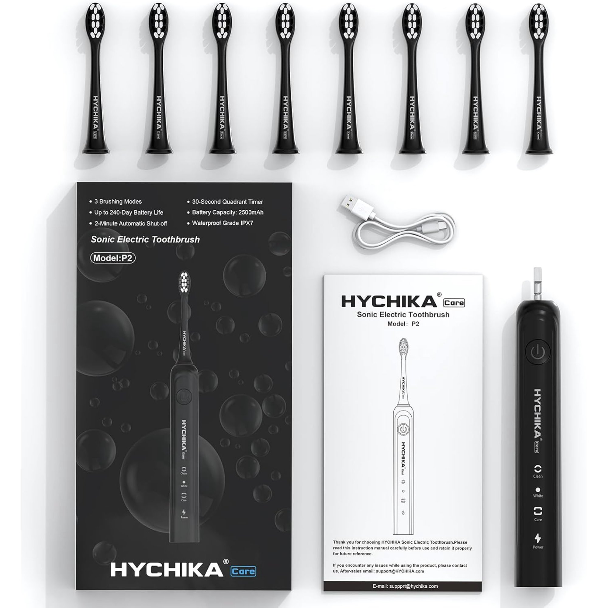 hychika-brosse-dents-lectrique-noire-8-t-tes-3-modes image 8