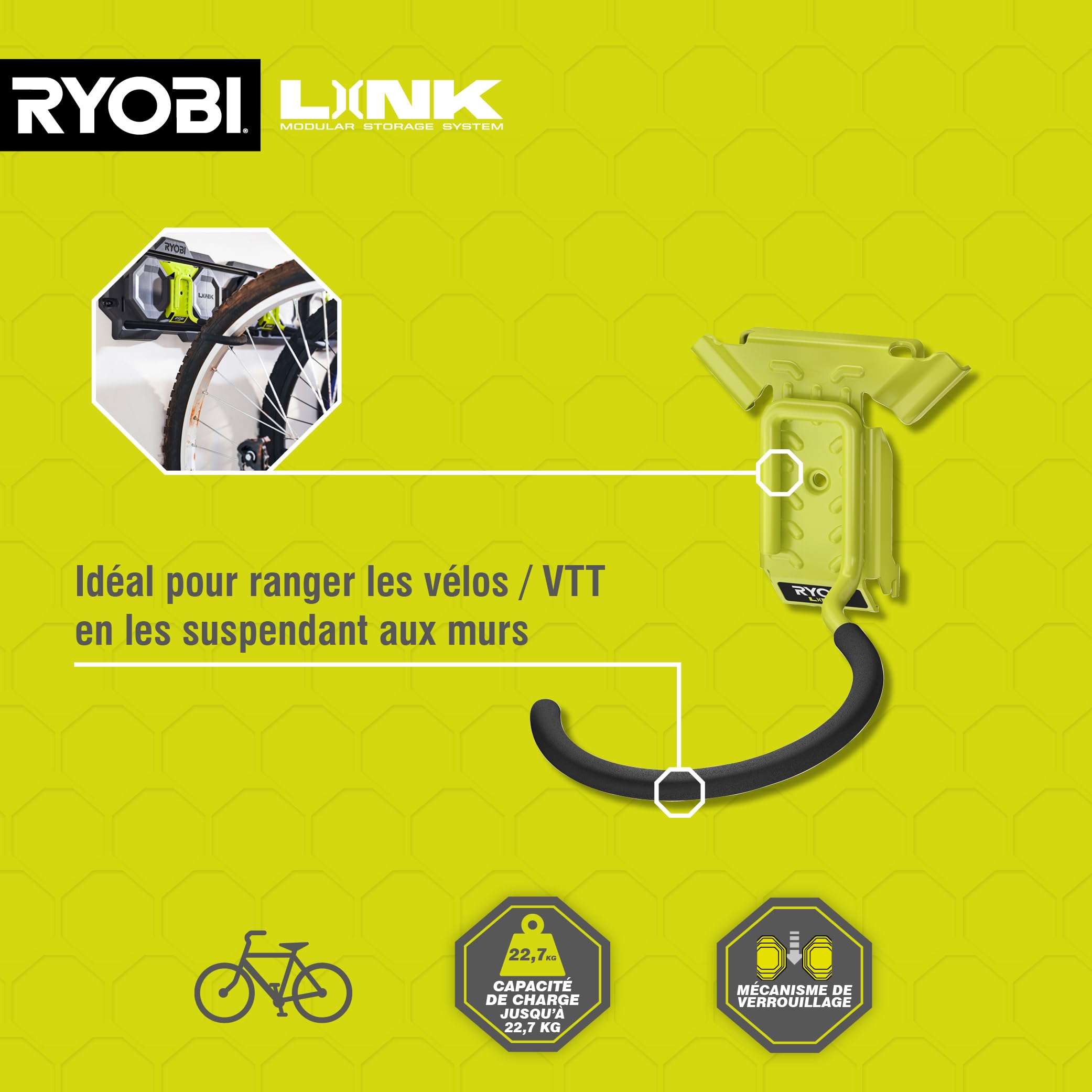 ryobi-link-rslw809-crochet-porte-v-lo-mural-vtt-course image 2