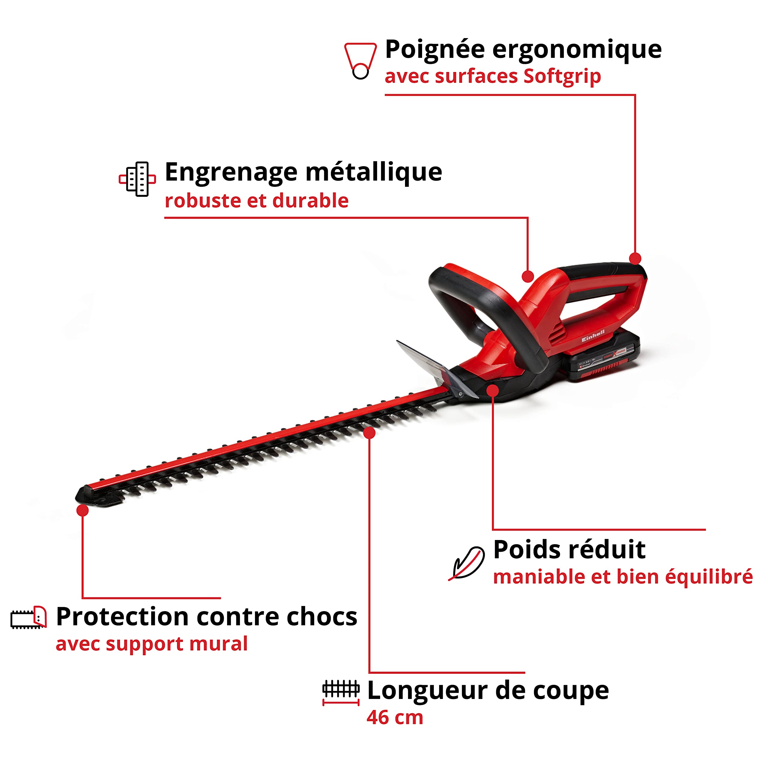 einhell-ge-ch-1846-li-taille-haie-sans-fil-18-v-kit-2-ah image 3