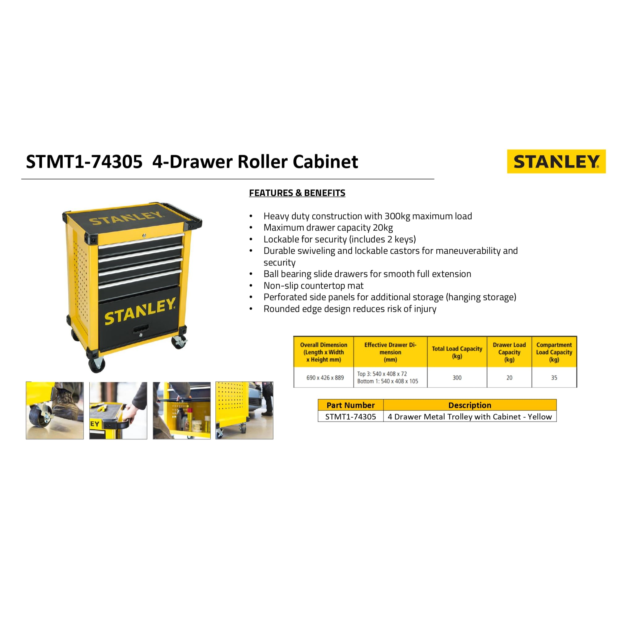 stanley-fatmax-stmt1-74305-servante-5-tiroirs-jaune-noir-300-kg image 4