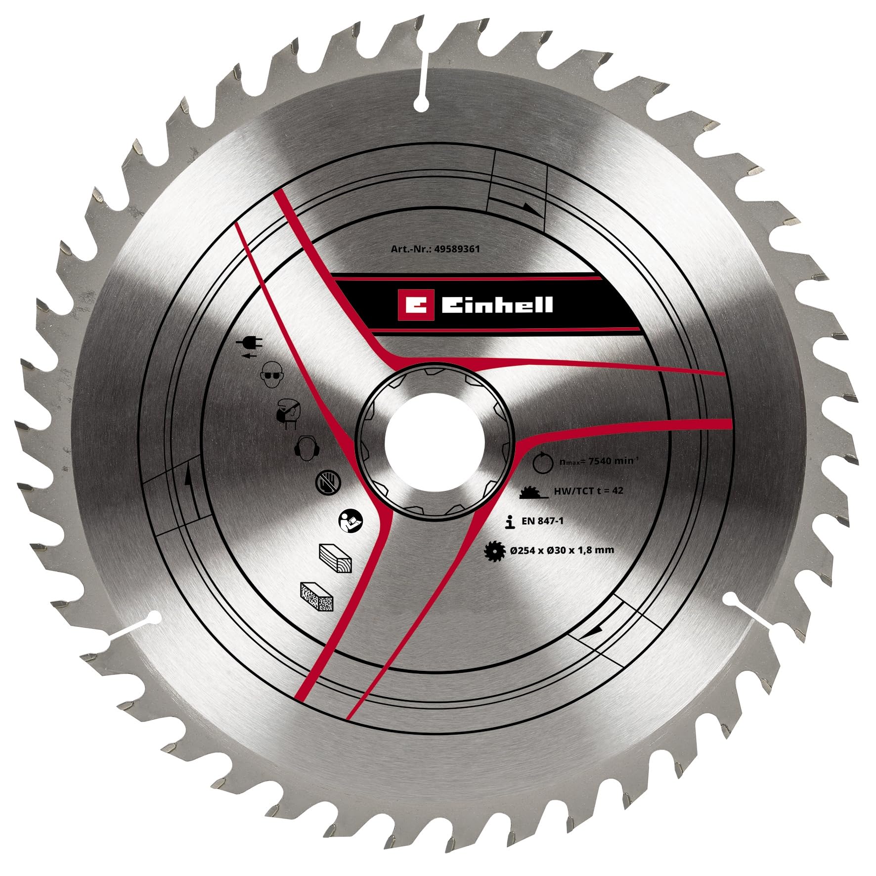 einhell-lame-scie-circulaire-254-mm-42-dents-bois image 1