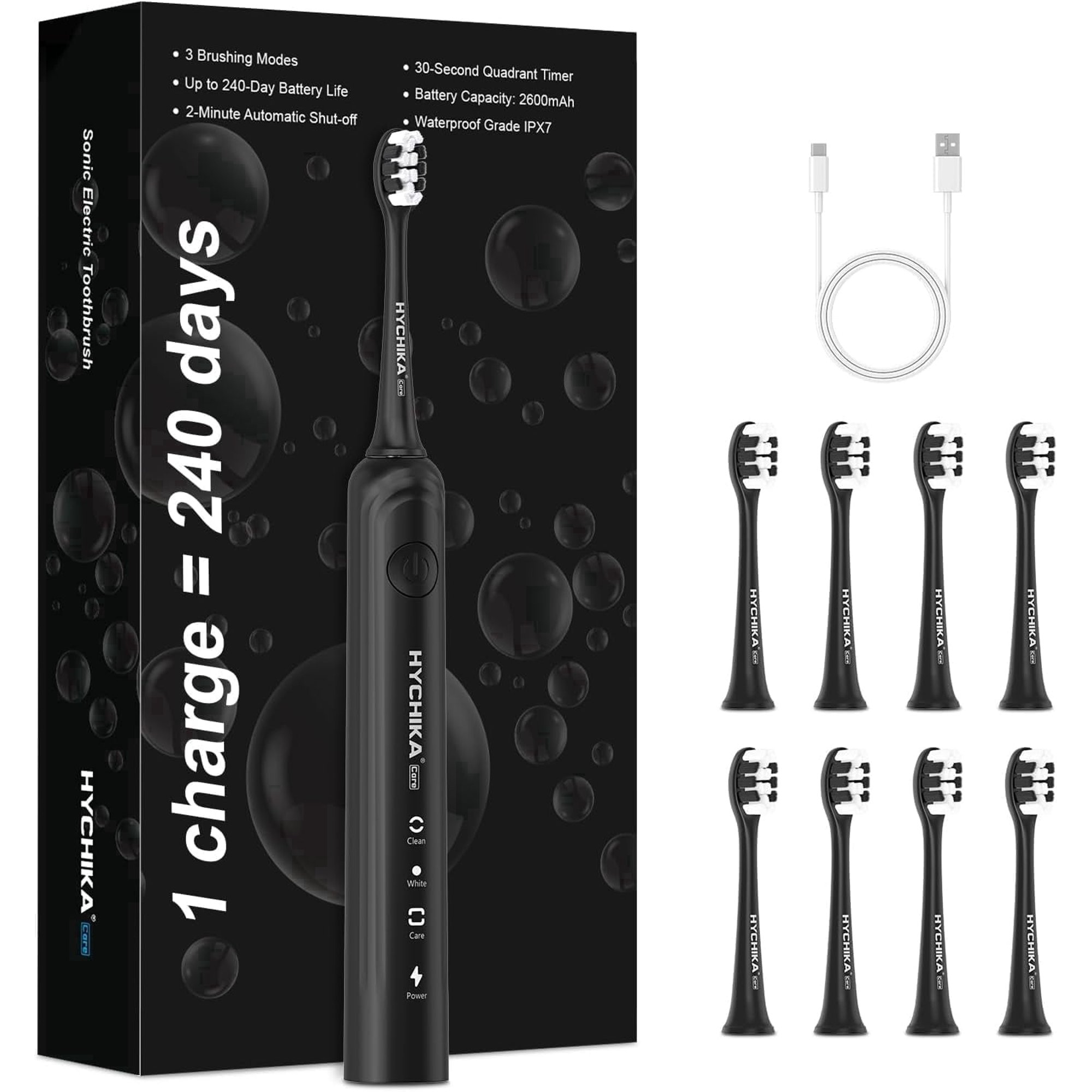 hychika-brosse-dents-lectrique-noire-8-t-tes-3-modes image 1