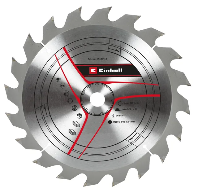 einhell-lame-scie-circulaire-hm-200-mm-20-dents image 1