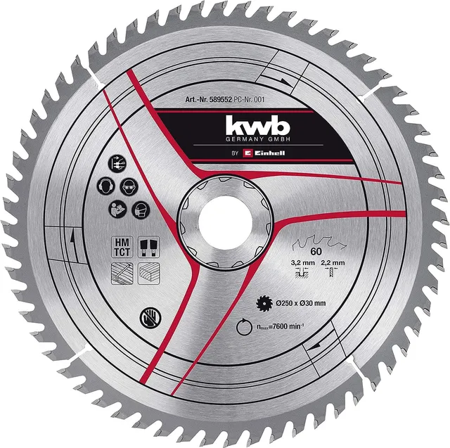 einhell-lame-scie-circulaire-hm-250x30-mm-60-dents-bois image 1