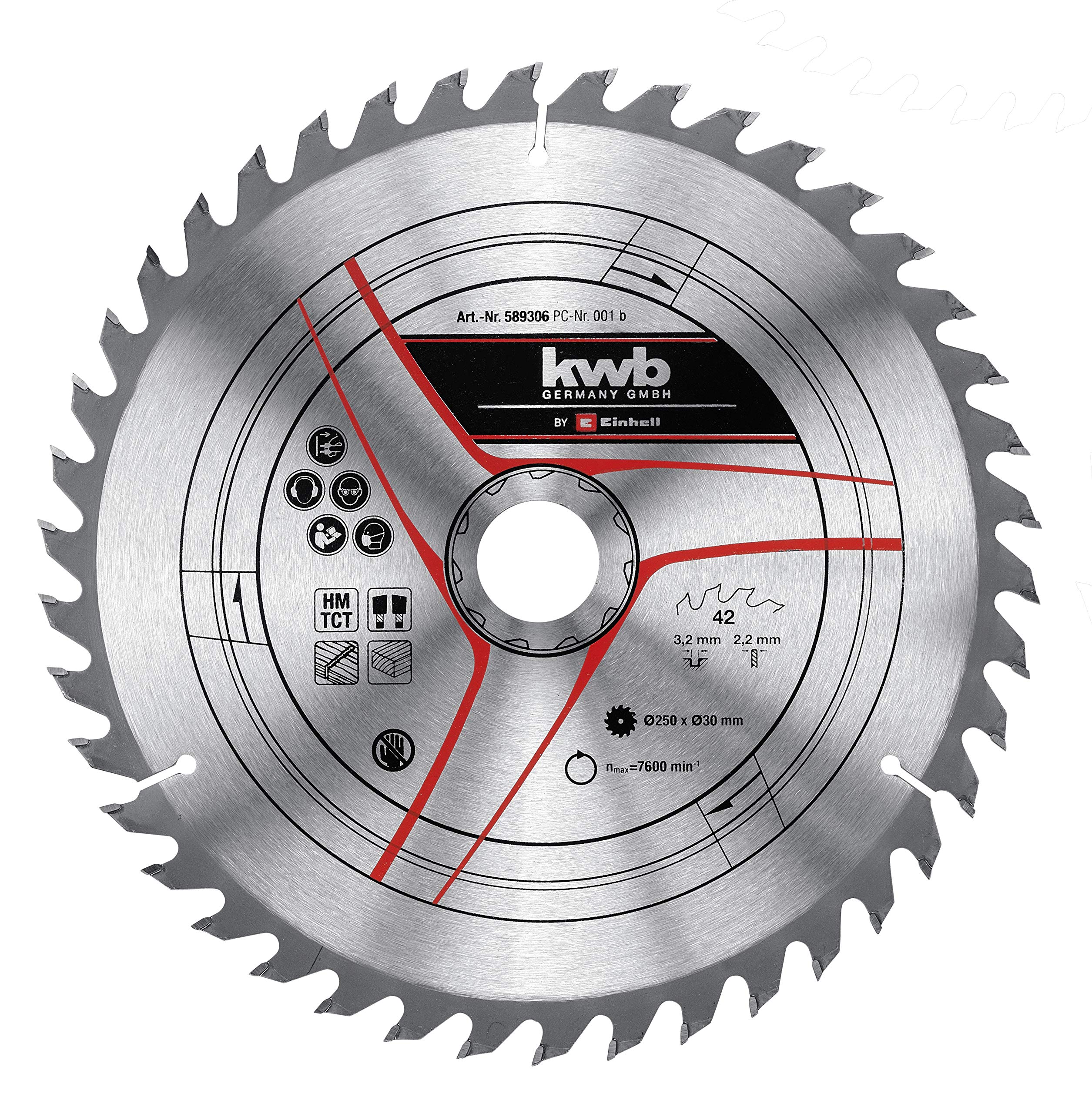 einhell-lot-3-lames-scie-circulaire-hm-250x30-24-42-60-dents image 4