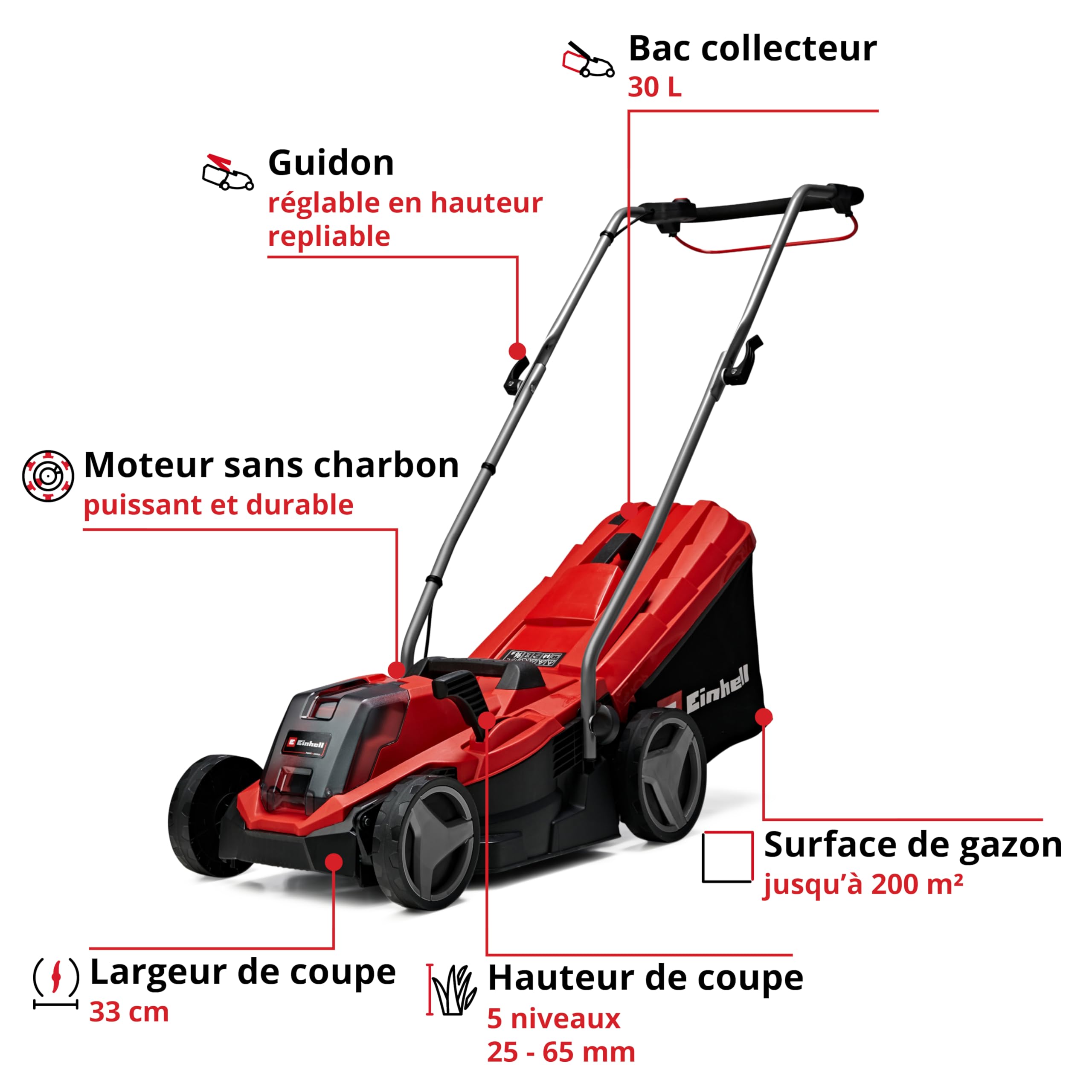 einhell-ge-cm-18-33-li-tondeuse-sans-fil-18-v-kit-4-0-ah-33-cm image 3
