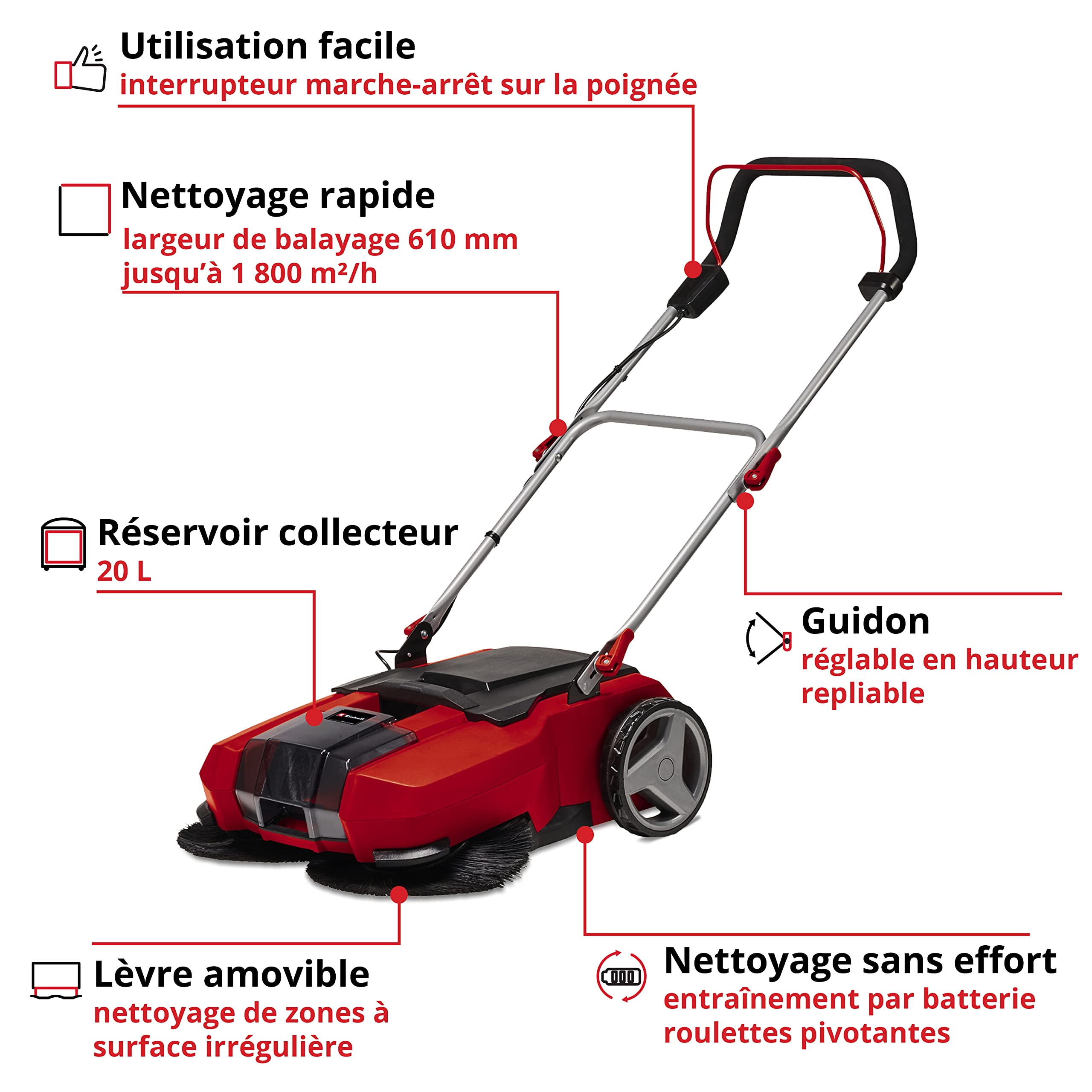 einhell-te-sw-18-610-li-solo-balayeuse-sans-fil-solo-61-cm image 3