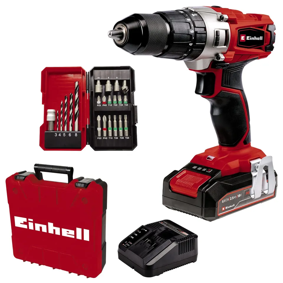 einhell-te-cd-18-2-li-i-perceuse-visseuse-percussion-2-5-ah-22-accessoires image 1