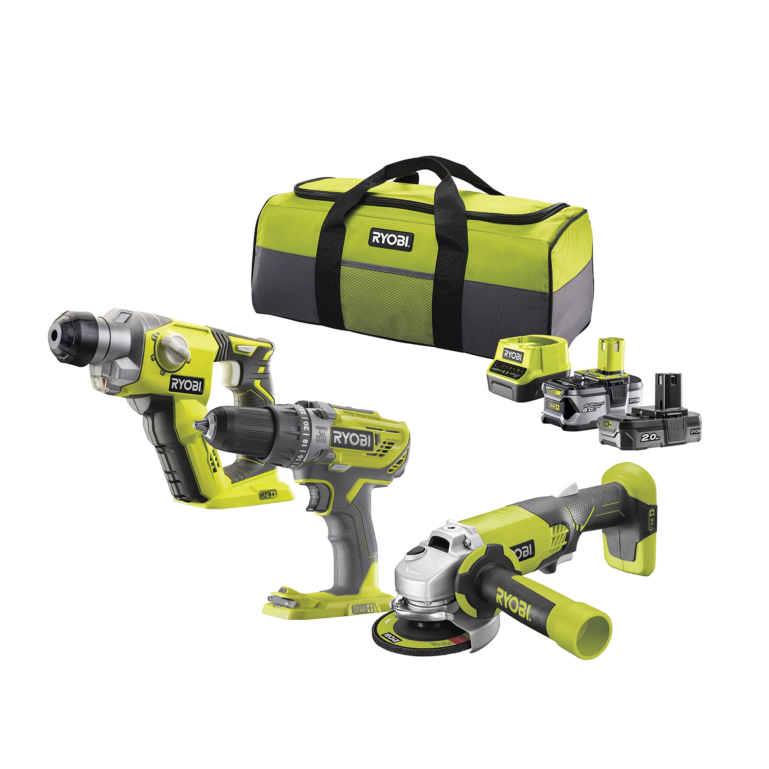 ryobi-rck183d-242s-trio-18v-one-perceuse-sds-meuleuse image 1