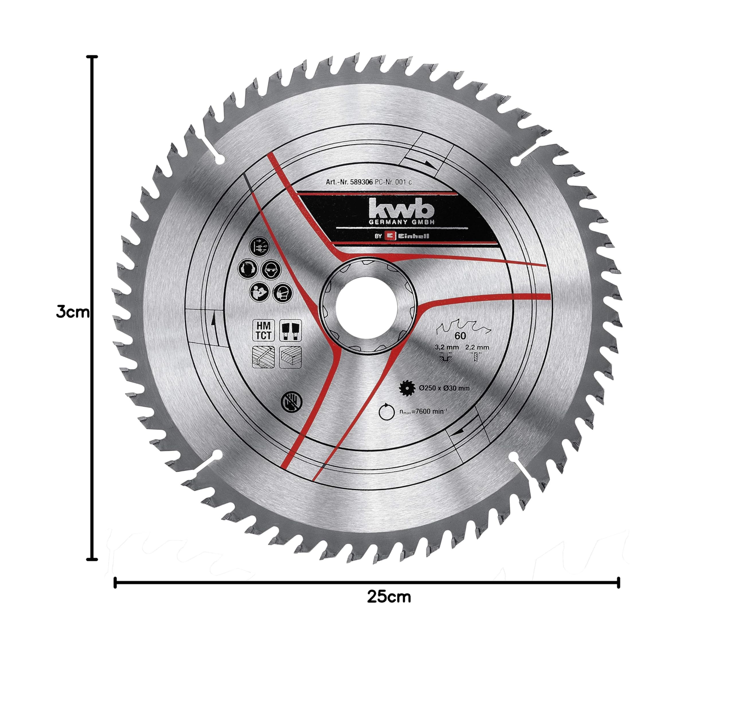 einhell-lot-3-lames-scie-circulaire-hm-250x30-24-42-60-dents image 6