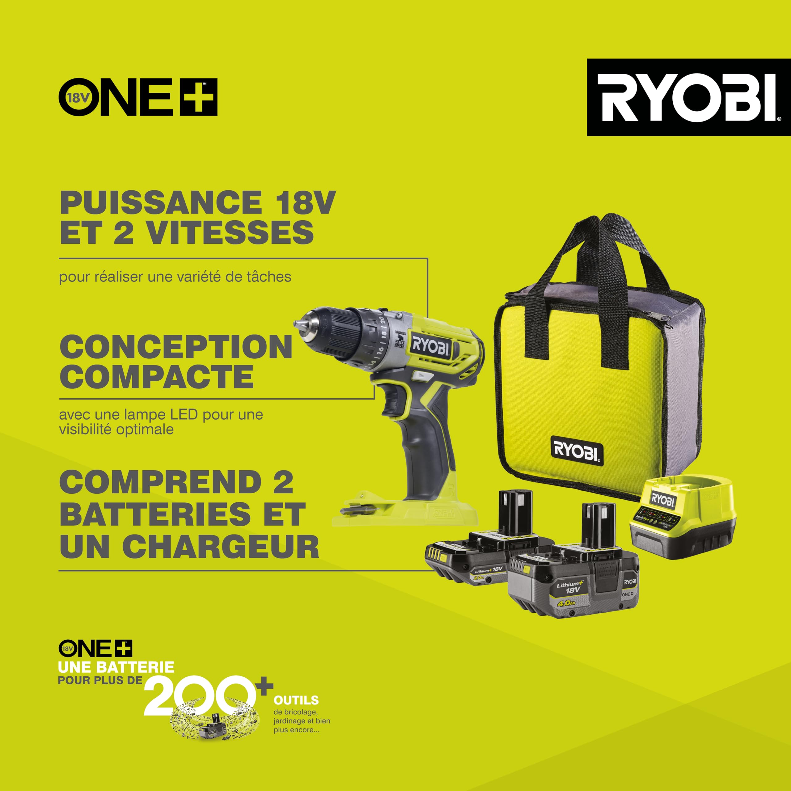 ryobi-r18pd2-242s-perceuse-visseuse-percussion-18v-2-batteries image 2