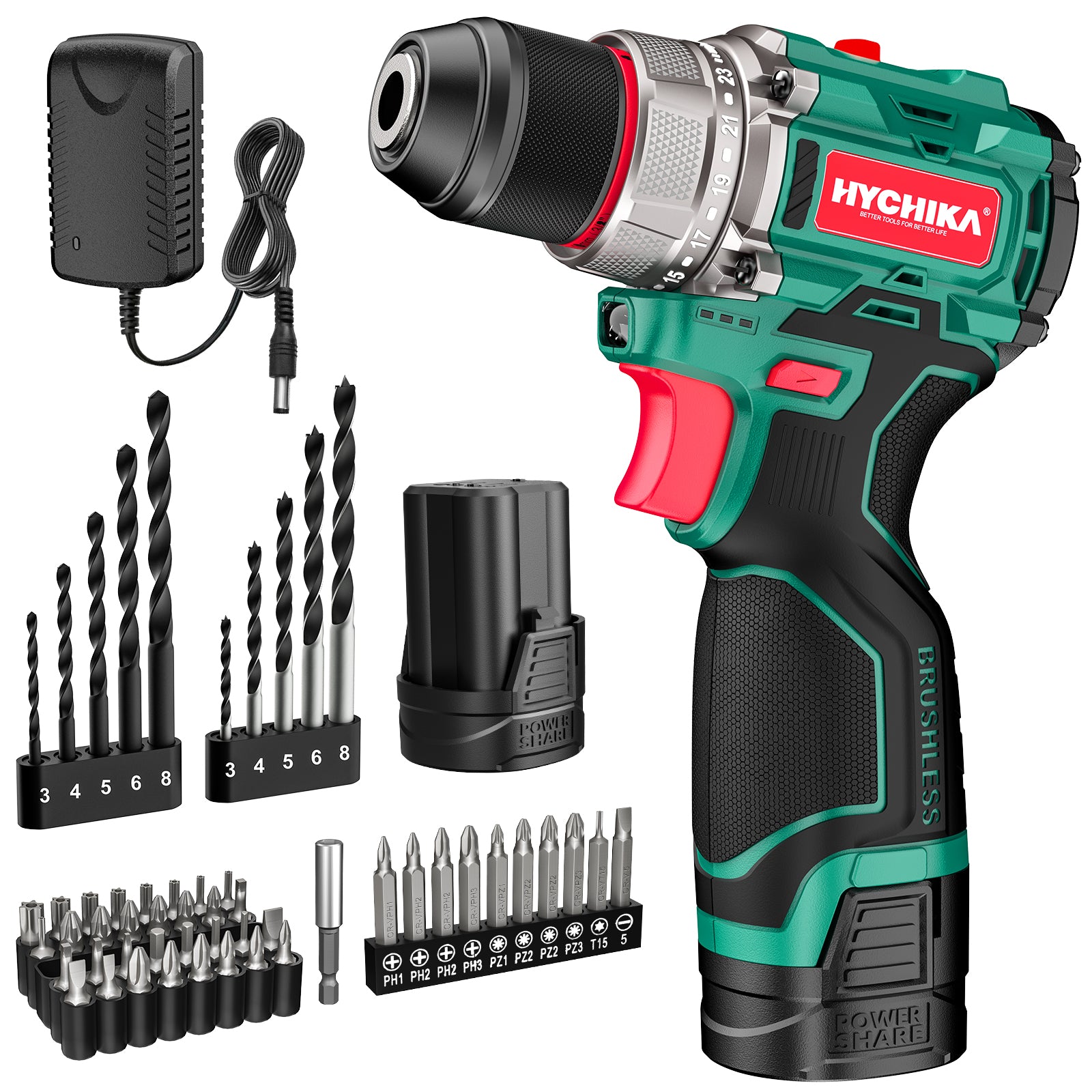 hychika-drills-perceuse-brushless-16-8v-45nm-53-accessoires image 1