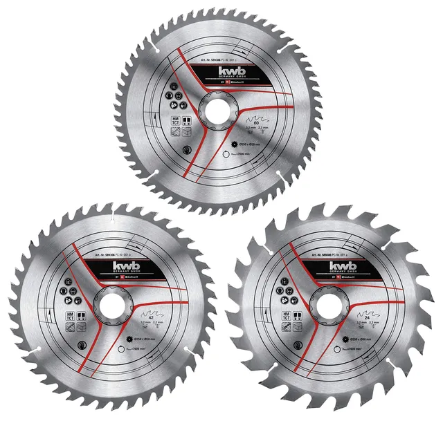 einhell-lot-3-lames-scie-circulaire-hm-250x30-24-42-60-dents image 1