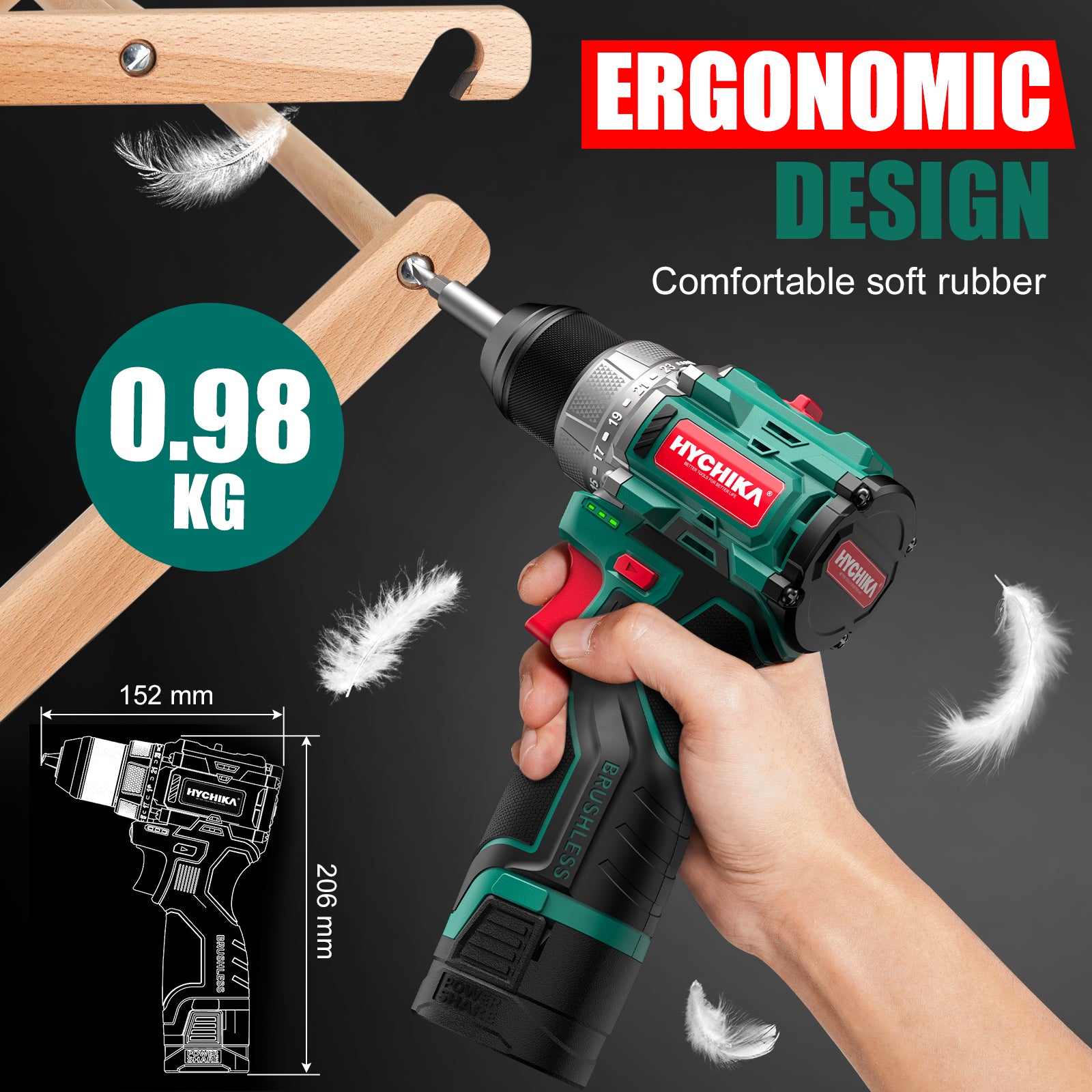 hychika-drills-perceuse-brushless-16-8v-45nm-53-accessoires image 2