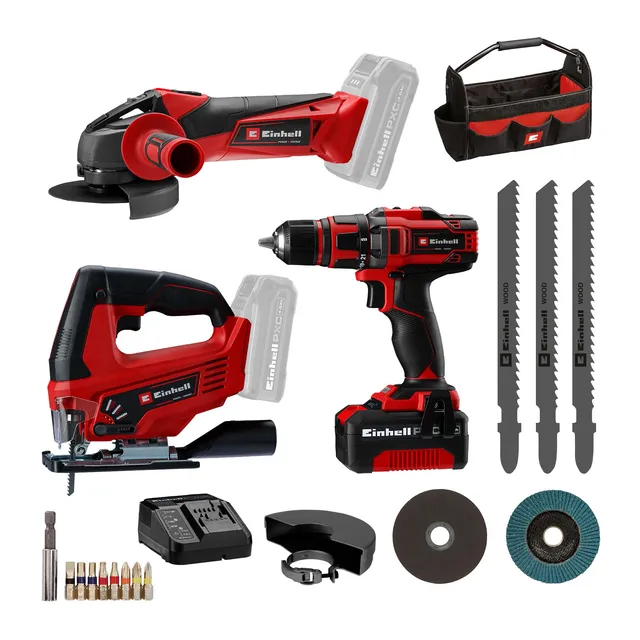 einhell-te-tk-18-3-li-kit-3-outils-18v-perceuse-meuleuse-scie image 1