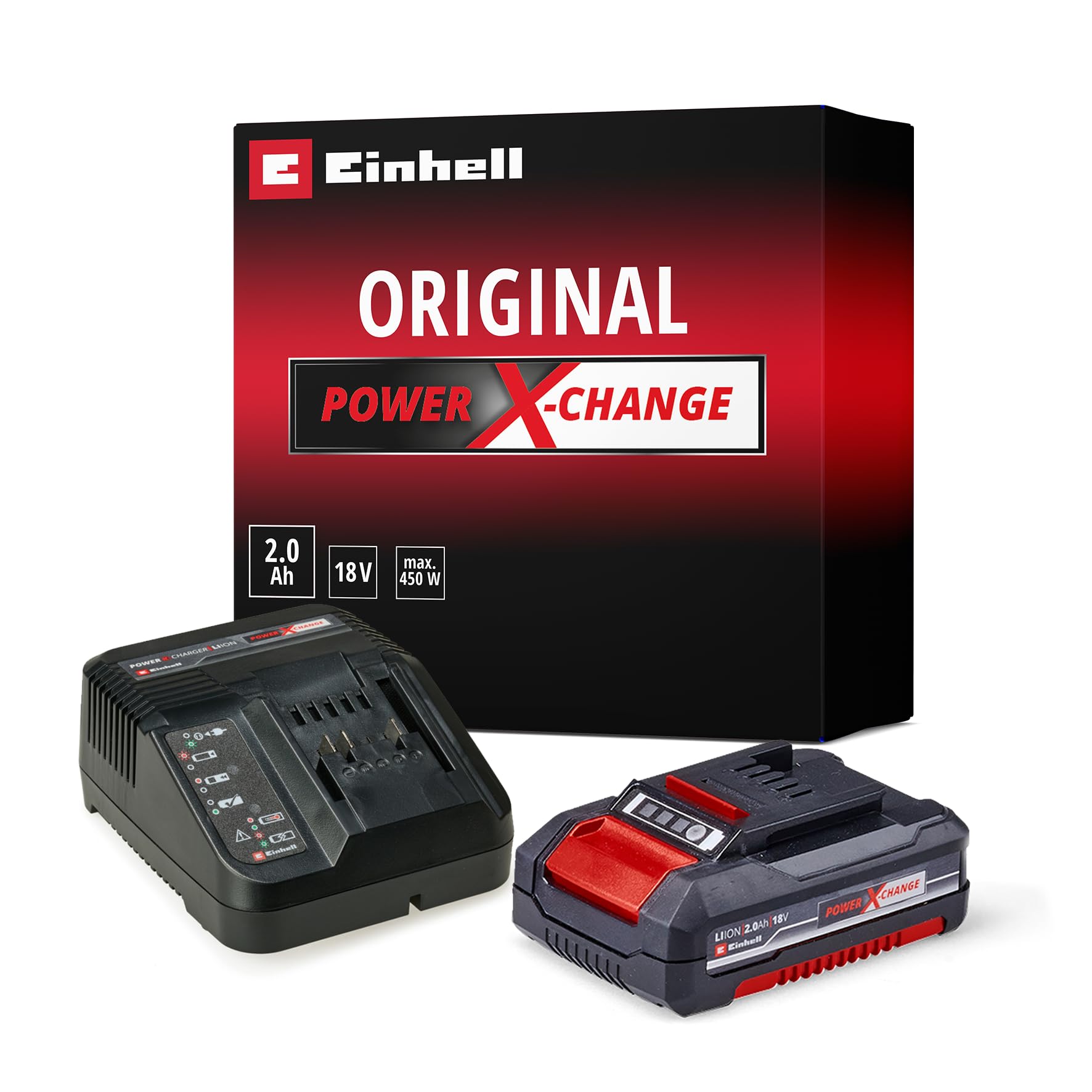 einhell-power-x-change-starter-kit-batterie-18v-2-0ah-chargeur image 1