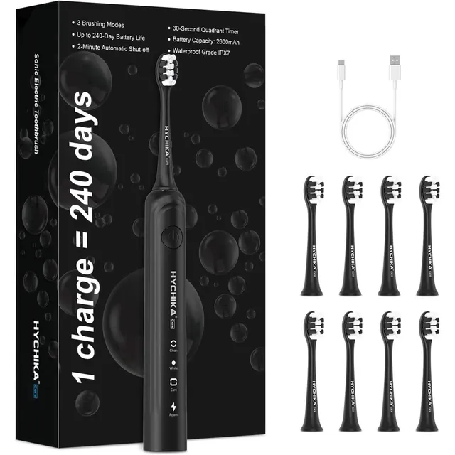 hychika-brosse-dents-lectrique-noire-8-t-tes-3-modes image 1