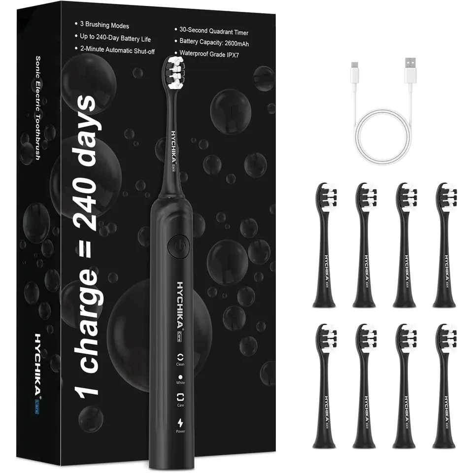 hychika-brosse-dents-lectrique-noire-8-t-tes-3-modes image 1