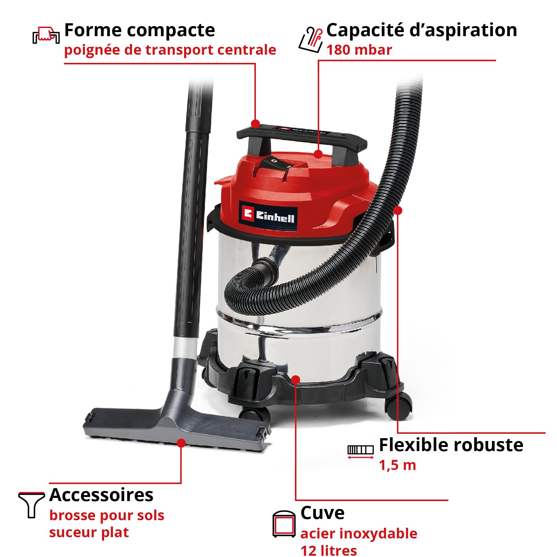 einhell-tc-vc-1812-1-s-aspirateur-eaux-et-poussi-res-12-l-1250-w image 2