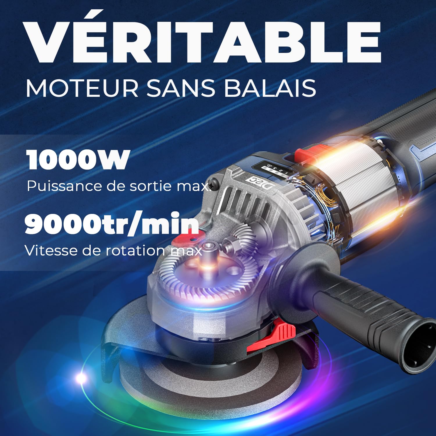 dongcheng-18v-meuleuse-d-angle-125-mm-1000w-avec-batterie-4ah image 2