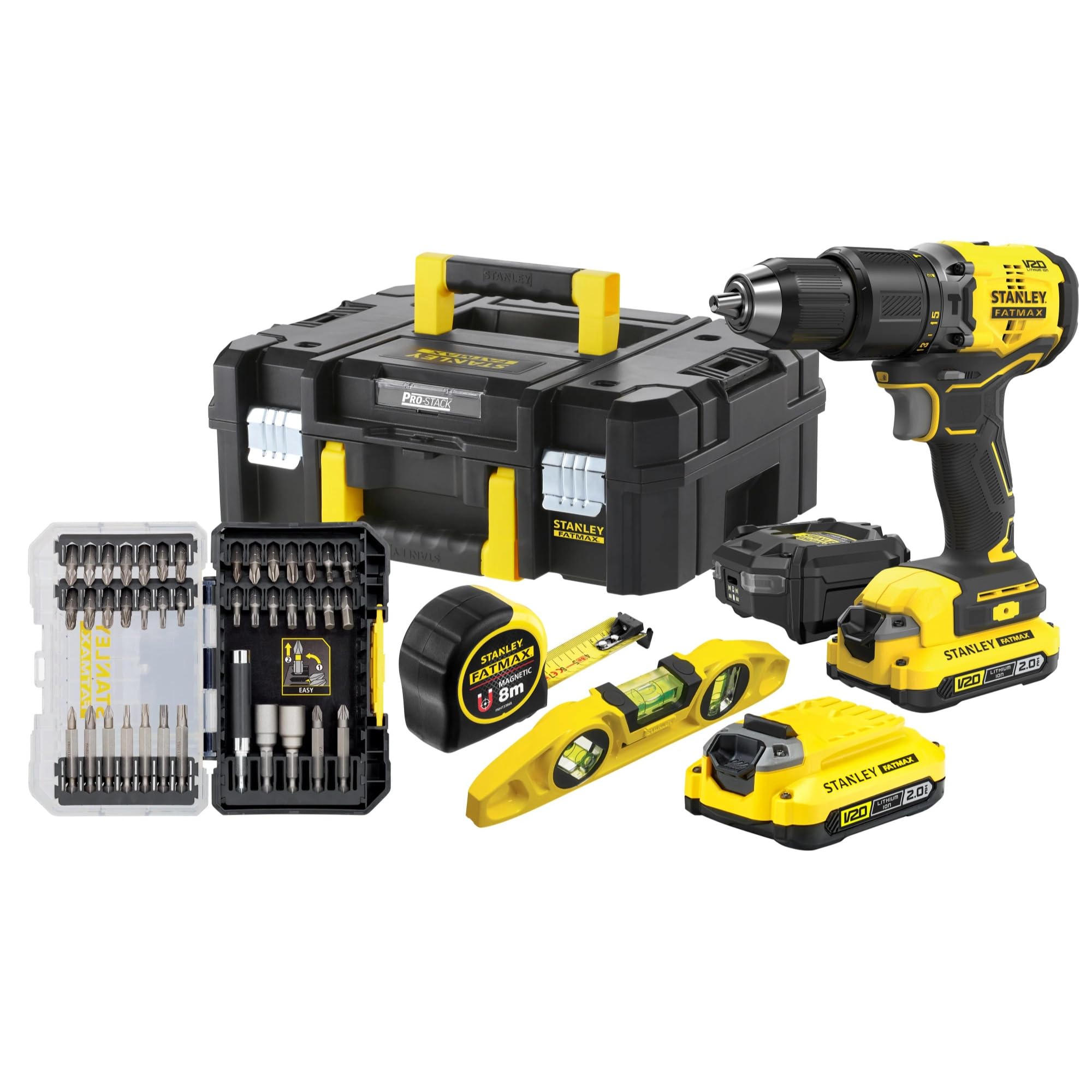 stanley-v20-sfmck101d2t-qw-kit-perceuse-18v-40-accessoires image 1