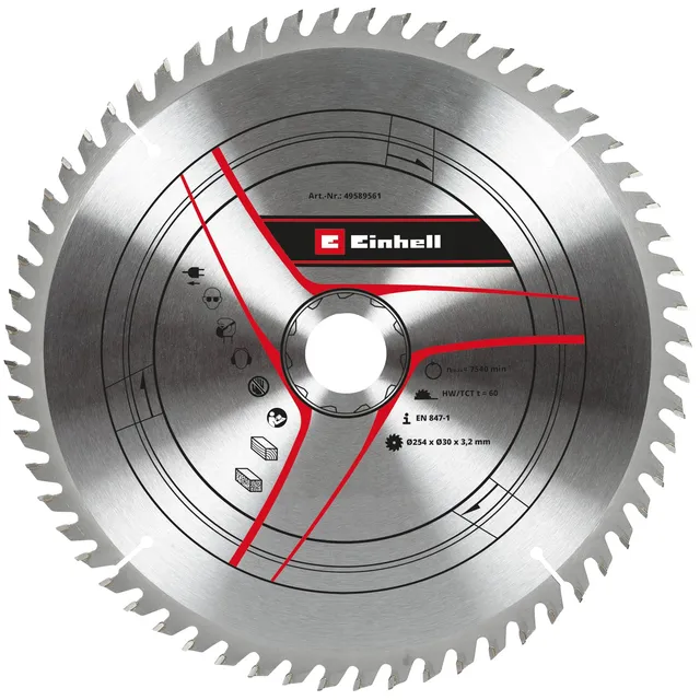 einhell-lame-scie-circulaire-254x30-mm-60-dents-bois image 1