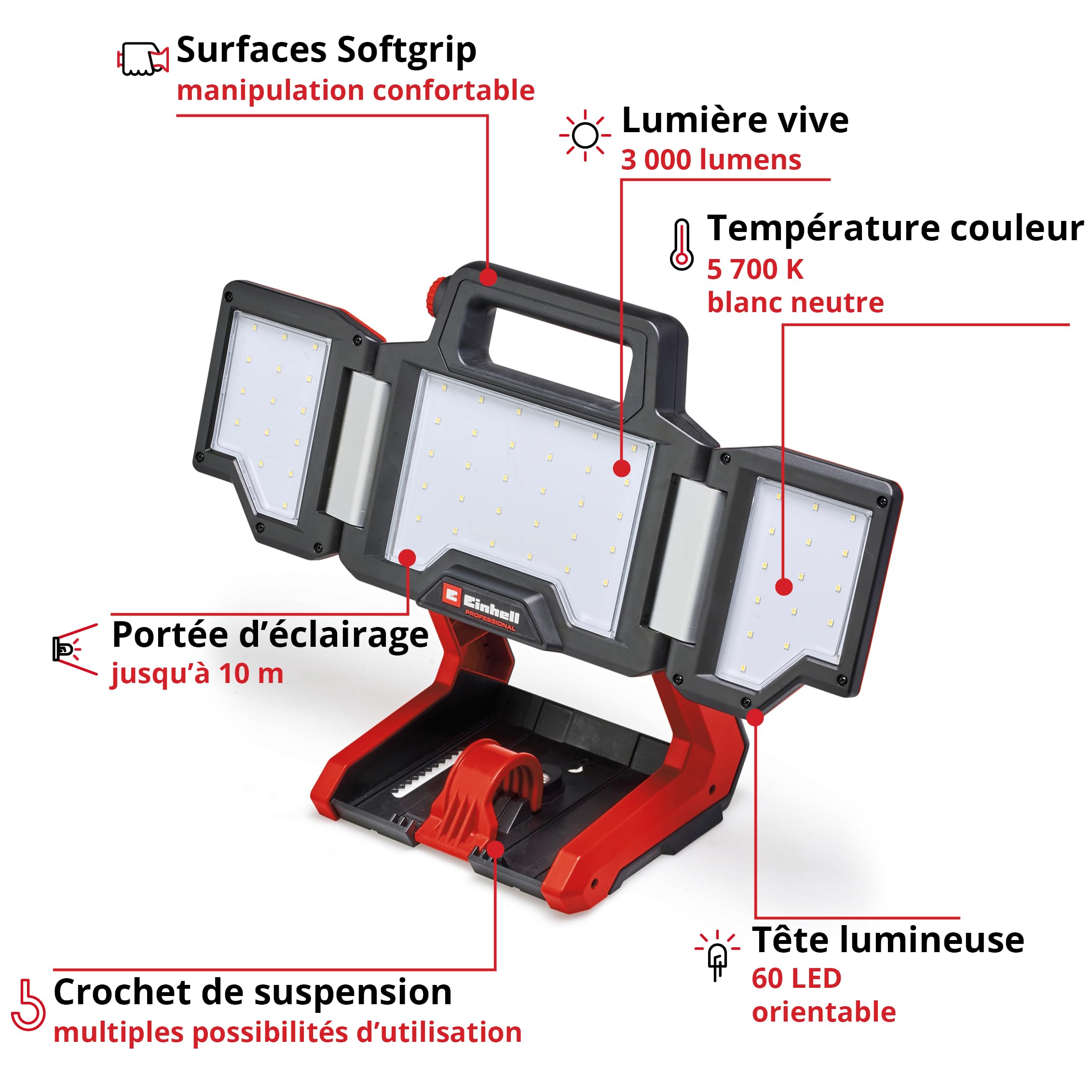 einhell-tp-cl-18-3000-projecteur-chantier-sans-fil-3000-lm image 3
