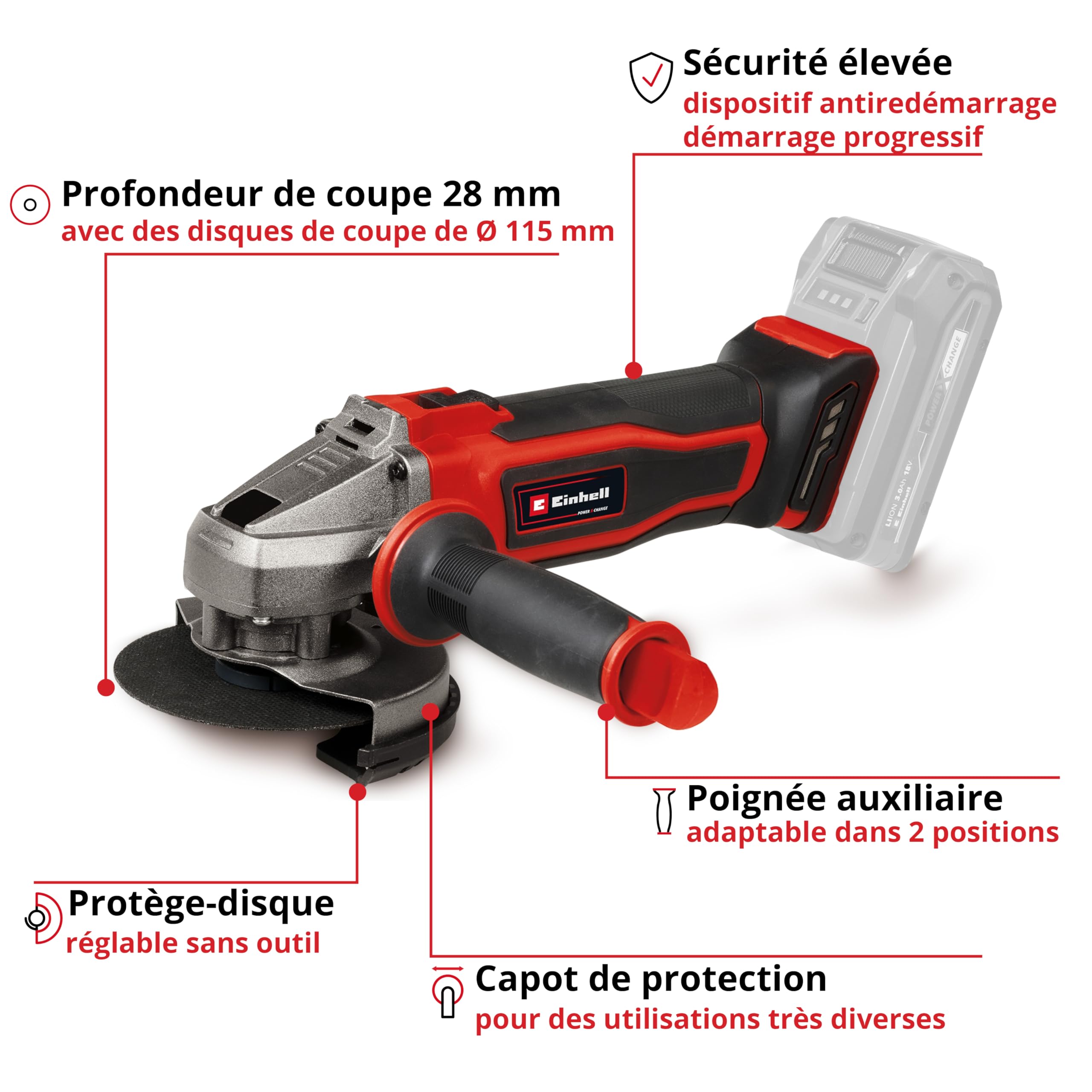 einhell-te-ag-18-115-2-meuleuse-d-angle-sans-fil-115-mm image 3