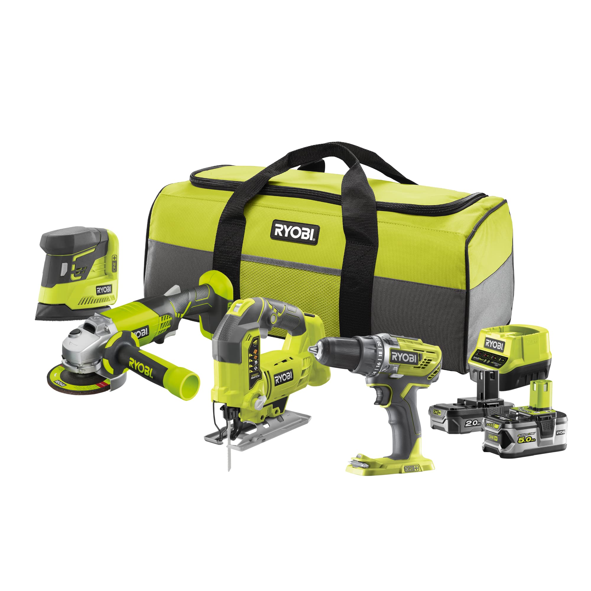 ryobi-18v-one-r18ck4b-252s-combo-4-outils-2-batteries image 1